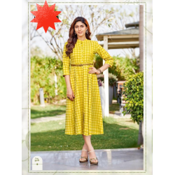 Latest Fancy Stylish Super Cool Beautiful Summer Special Long Kurtis With Belt