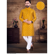 Cotton Mirror Work Men's Kurta with Pajama Set Large