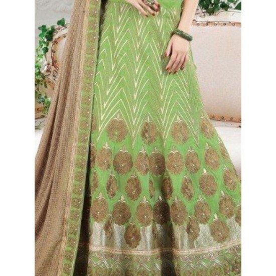 Art Silk Green color Embroidered Lehenga Choli Readymade