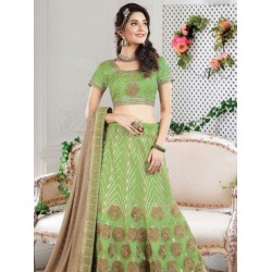 Art Silk Green color Embroidered Lehenga Choli Readymade