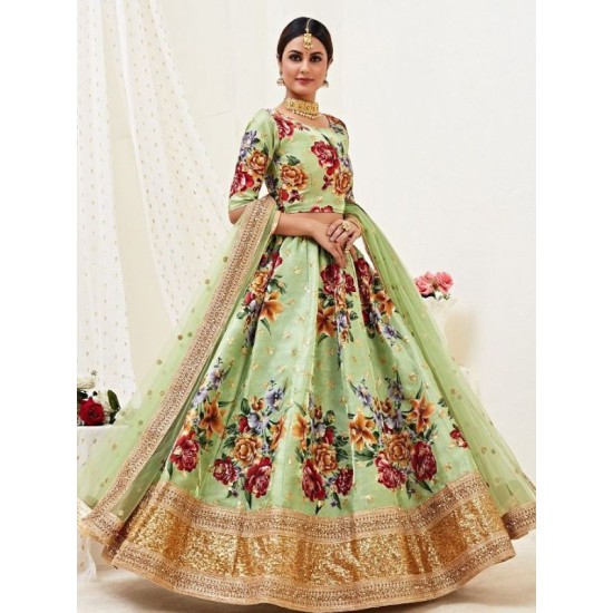 Digital Print Sequins Embroidery Designer Lehenga Choli Readymade