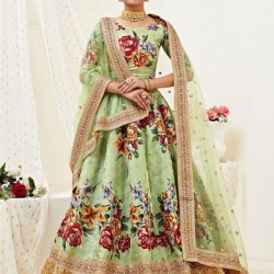 Digital Print Sequins Embroidery Designer Lehenga Choli Readymade