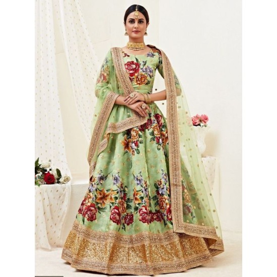 Digital Print Sequins Embroidery Designer Lehenga Choli Readymade