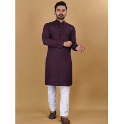 Heavy Golden Mirror Cotton Rayon Men's Kurta with Pajama Set