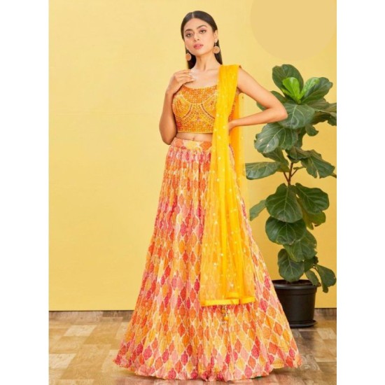 Traditional Embroidery Style Sequins Partywear Lehenga Choli