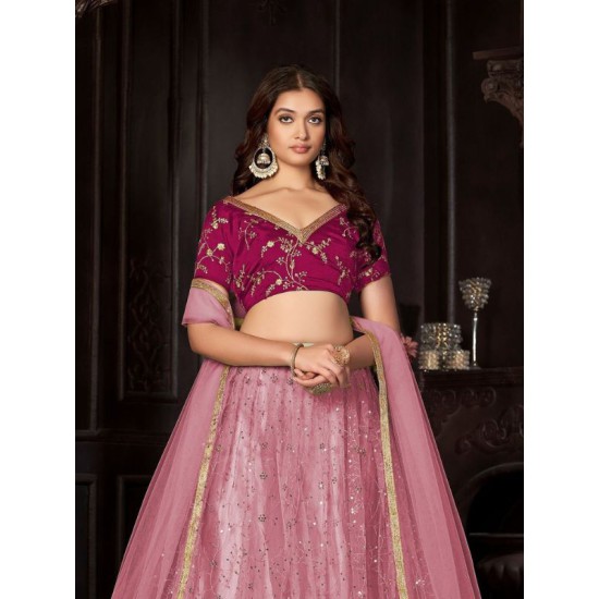 Traditional Floral Sequins Embroidery Lehenga Choli Readymade