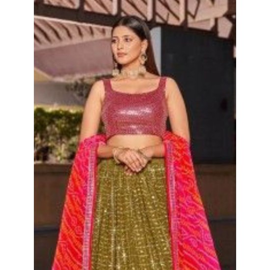 Golden Palm Georgette Designer Lehenga Choli Readymade