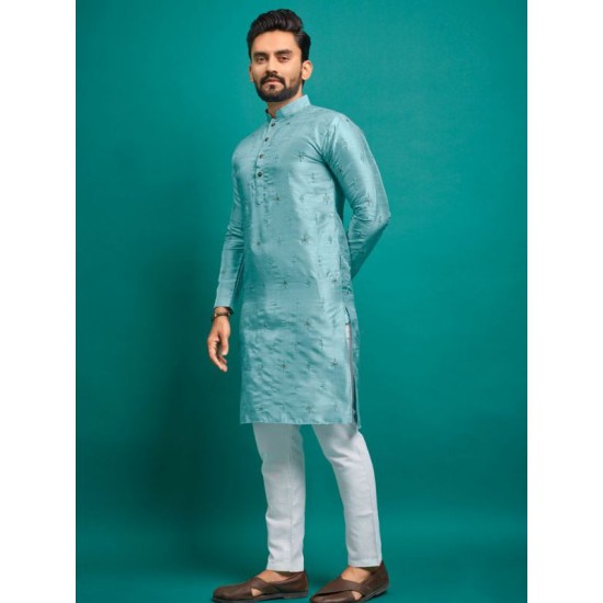 Soft Silk Star Embroidery Men's Kurta