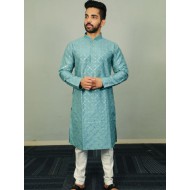 Golden Mirror Soft Silk Men's Kurta with Pajama Set 3XL