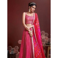 Pink Chinon Latest Embroidered Designer Lehenga Choli