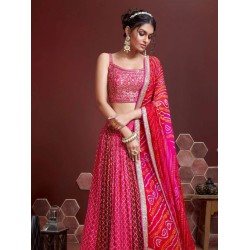 Pink Chinon Latest Embroidered Designer Lehenga Choli