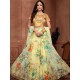 Yellow Floral Digital Printed Organza Silk Lehenga Choli Readymade