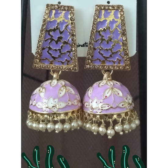 Traditional HandCraft Stone Work Jhumka Meena Kari Earring