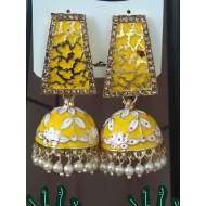 Traditional HandCraft Stone Work Jhumka Meena Kari Earring