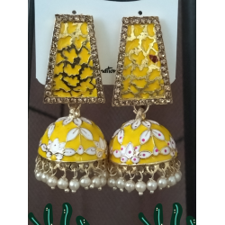 Traditional HandCraft Stone Work Jhumka Meena Kari Earring