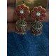 Flower design Stone Work Gold plated Jhumka Earring