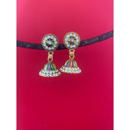 Multi Color Stone Jhumka Earrings