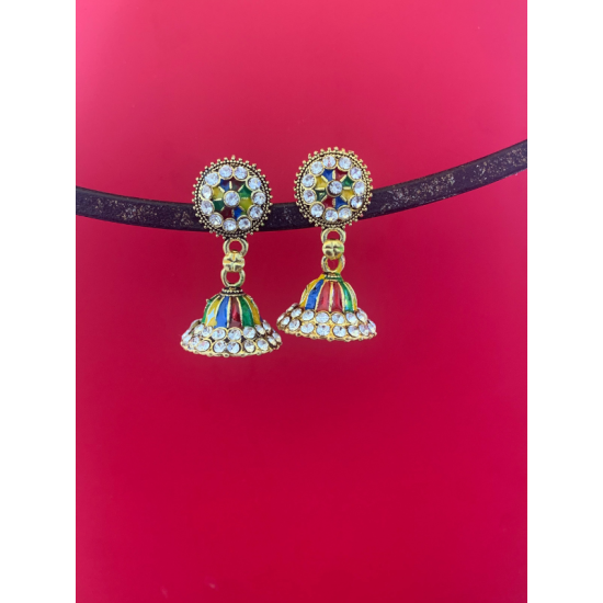 Multi Color Stone Jhumka Earrings