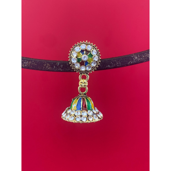 Multi Color Stone Jhumka Earrings