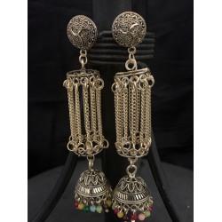 Traditional Gold chain tassel designer Jhumka Earrings