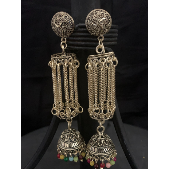 Traditional Gold chain tassel designer Jhumka Earrings