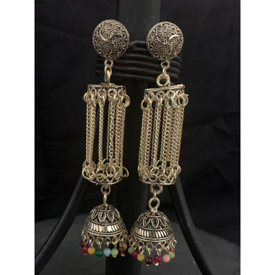 Traditional Gold chain tassel designer Jhumka Earrings