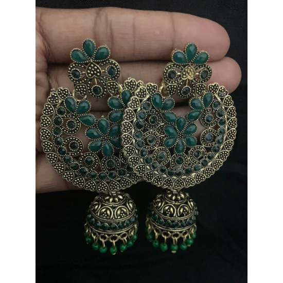 Traditional Bollywood Golden Oxidized Vintage Jhumka Earrings