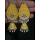 Hand Painted Leaf Shape Pearls Droppings Enameled Designer Earrings