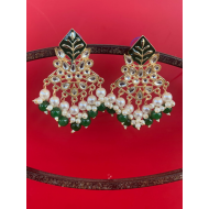 Hand crafted Gold Plated Chand Bali Enamel Earrings