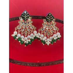 Hand crafted Gold Plated Chand Bali Enamel Earrings