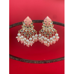 Hand crafted Gold Plated Chand Bali Enamel Earrings