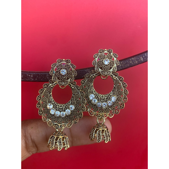 Gold plated Flower design Jhumka Earring