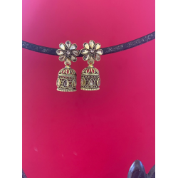 Flower design Gold plated Jhumka Earring