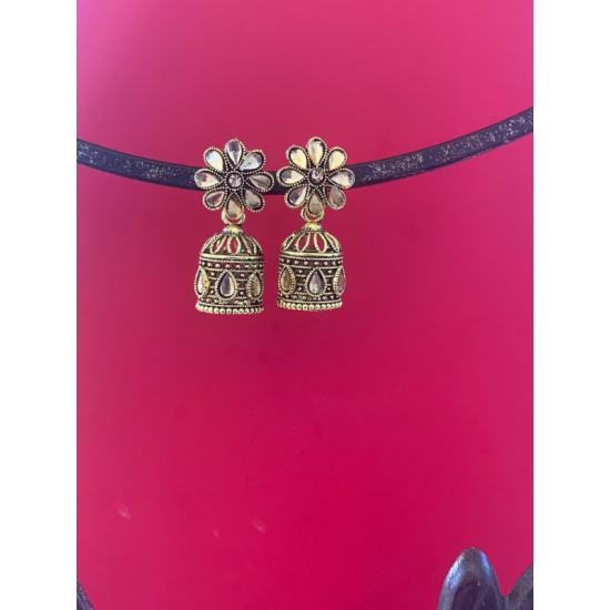 Flower design Gold plated Jhumka Earring