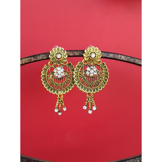 Gold Plated Floral Drop Earrings