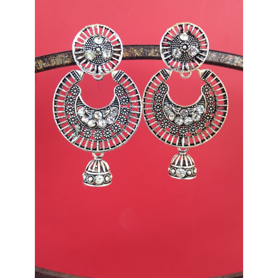 Silver Plated Circle Studs Light weight Ethnic Earrings