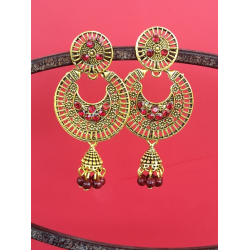 Gold Plated Circle Studs Light weight Jhumka Earrings