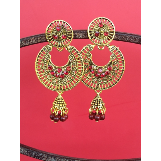 Gold Plated Circle Studs Light weight Jhumka Earrings