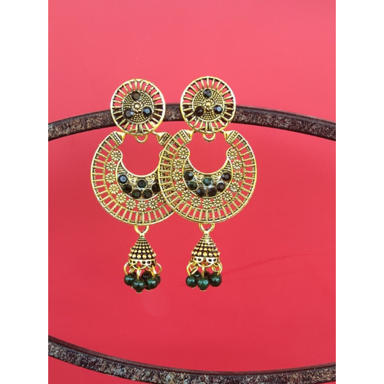 Gold Plated Circle Studs Light weight Jhumka Earrings