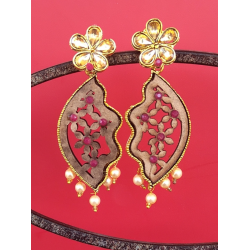 Gold Plated Wooden Designing Dangler Earring