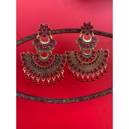 Latest Two Layer Kundan Stoned Pearl Statement Chandbali Earrings