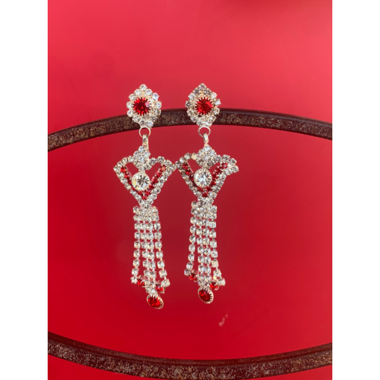 Heart Design Crystal Chandelier Drop Earrings