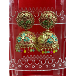 Lotus HandCraft Jhumka Meena Kari Earring