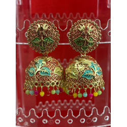 Lotus HandCraft Jhumka Meena Kari Earring