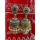 Gold Plated Black Colors Beads White Pearl Finish Jhumka Earring