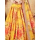 Green With Yellow Floral Digital Print Organza Lehenga Choli Readymade