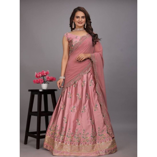 Malay Satin Silk Designer Lehenga Choli Readymade