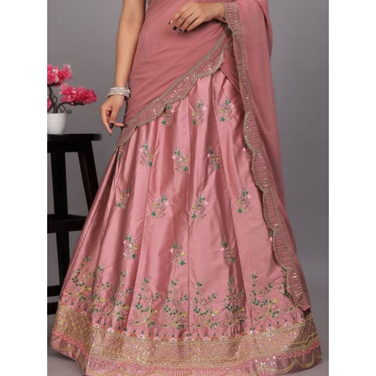 Malay Satin Silk Designer Lehenga Choli Readymade