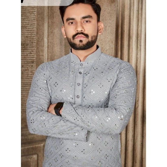 Soft Cotton Mirror Work Men's Kurta