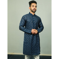 Golden Mirror Soft Silk Men's Kurta with Pajama Set